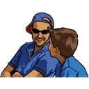 Ilustración de TíoCharly con uno de sus hijos